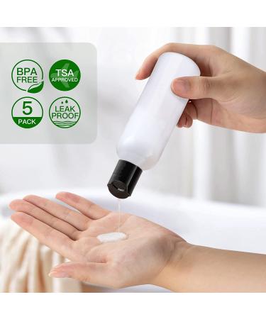 Owlyee 3.4oz Travel Bottle with Disc Top Flip Cap (5PCS) - 100ml Clear Empty Plastic Containers for Shampoo, Lotion, Soap - Buy Online on SooperMarket.com