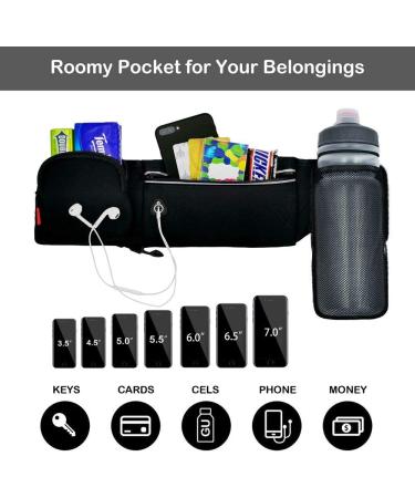Hydration Running Belt Bag with Adjustable Water Resistant Phone Holder - Includes 20oz Foldable Bottle - For Men and Women - Buy Online on SooperMarket.com