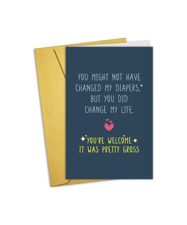 Nchigedy Funny Father's Day card for stepfather mother's day map for stepmother humorous birthday present of stepchildren you did change my life #12