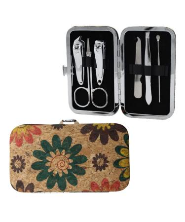 Cork Manicure Pedicure Kit 6 Pieces Nail Scissors and Cuticle Tools Stainless Steel with Eco-Friendly Cork Box