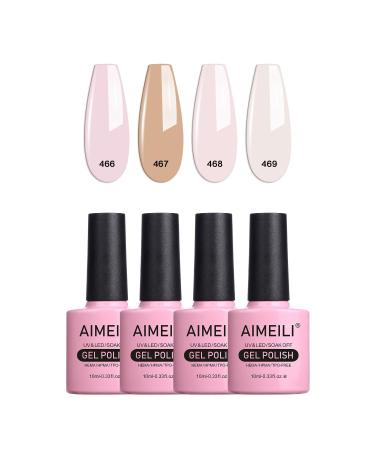 AIMEILI Gel Nail Polish Set Nude Gel Polish Set Soak Off UV LED Glossy Nail Salon Set Gel Varnish Nail Art Manicure Pedicure - Long Lasting & Easy to Apply 4pcs X 10ml - Kit23 KIT4-23 10 ml (Pack of 4)