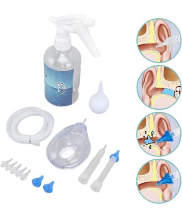 Ear Washer Bottle System with 6 Transparent Tips - 500ml Safe Ear Cleaning Kit for Adults | Includes Silicone Tube and Ear Muff for Home Use - Buy Online on SooperMarket.com