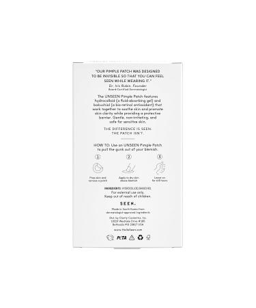 SEEN UNSEEN Pimple Patch - Hydrocolloid Spot Treatment for Sensitive & Acne Prone Skin - Dermatologist Developed - Buy Online on SooperMarket.com