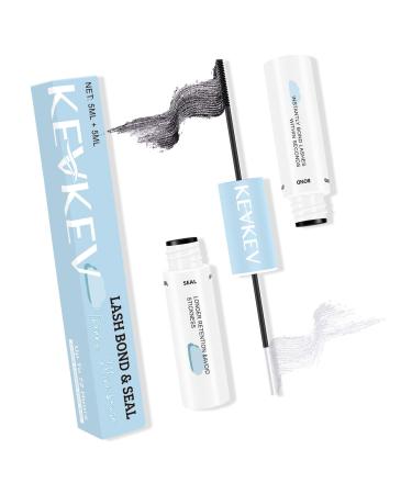 Lash Bond and Seal for Lash Clusters Cluster Lash Glue Mascara Wand Lash Glue Eyelash Bond and Seal Strong Hold for 72 Hours Waterproof Avoid Stickness(5ml+5ml) 10ml Black Bond & Seal
