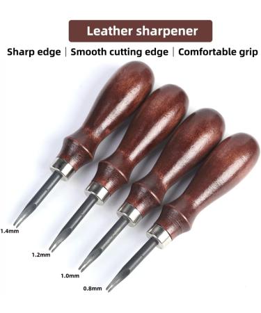 WUTA 4pc Leather Edge Bevelers Set - High Carbon Steel Skiving Tools for Keen Edge Cutting in Leathercraft (0.8mm+1mm+1.2mm+1.4mm) - Buy Online on SooperMarket.com