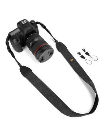 WANBY Camera Strap Black Canvas Neck Shoulder Strap with Quick Release Buckles for DSLR SLR