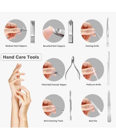 16pcs Stainless Steel Professional Nail Clippers Manicure Set Manicure & Pedicure Care Tools Set Grooming Kit for Thick Fingernail Toenail Men Women Travel Nail Clipper Set with Portable Folding Bag - Buy Online on SooperMarket.com