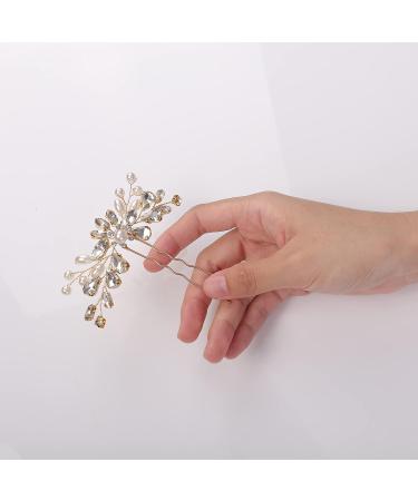 YERTTER 3pcs Gold Crystal Wedding Hair Pins Set - Rhinestone Clip for Bride, Bridesmaid, Flower Girl - Perfect for Updo, Bun, Prom, Party - Buy Online on SooperMarket.com
