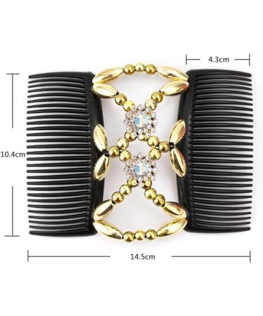 Kytpyi Beaded Hair Comb Slides - 3 PCS Double Sided Clips for Women & Girls | Elastic Magic Combs for DIY Hair Styling & Accessories - Buy Online on SooperMarket.com