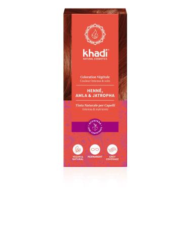 Khadi Henna Amla & Jatropha Hair Color - 100% Natural Vegan Hair Dye for Rich Mahogany & Deep Red - Strong Healthy Hair (100g) - Buy Online on SooperMarket.com