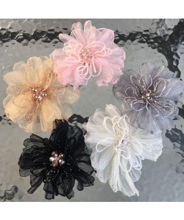 Handmade Flower Patch Yarn Beaded Applique - Ch Champagne C for Wedding Dress Suit Decoration - Buy Online on SooperMarket.com
