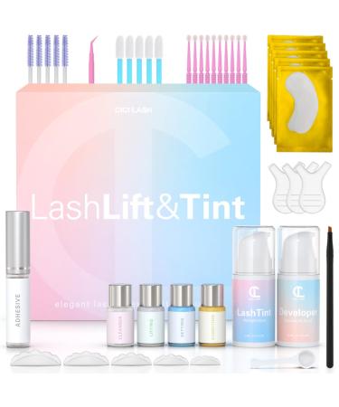 Lash Lift and Tint Kit with Keratin Conditioning by CICI | Instant Professional Perming Lifting & Tinting for Eyelashes | Black Color Dye | Long-Lasting Salon Results At Home | DIY Tools and Supplies