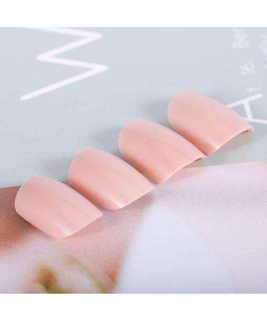 Brishow Pink Short False Nails - 24pcs Natural Acrylic Stick-On Full Cover for Women & Girls | International Shipping - Buy Online on SooperMarket.com