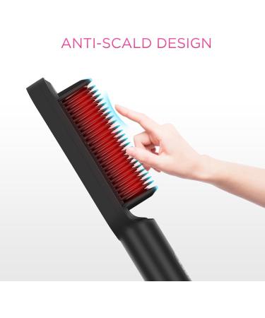 Prizm Hair Straightener Brush - Fast Heating Negative Ions Anti-Scald Design 4 Temp Settings Dual Voltage - Perfect Gift for Women - Buy Online on SooperMarket.com