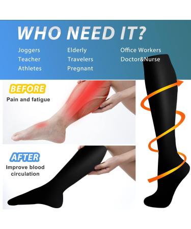 Actinput Compression Stockings for Men & Women - 4 Pairs Colorful Support Socks for Sports Travel & Nursing - Size S-M - Black 4101 - Buy Online on SooperMarket.com