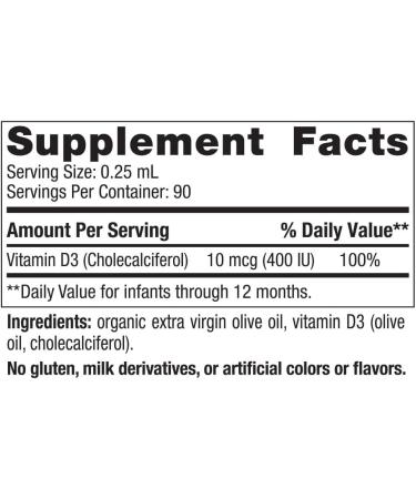 Nordic Naturals Baby's Vitamin D3 - 0.76 oz - 400 IU - Healthy Bones & Immune Support - Non-GMO Vegetarian - 90 Servings - Buy Online on SooperMarket.com