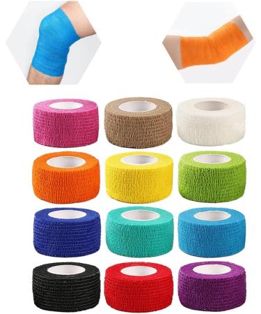 Breathable Self Adherent Wrap 12pcs Athletic Elastic Non Woven Cohesive Bandage for Sports First Aid Medical Wrist Ankle Sprains Swelling and Vet Wrap - Buy Online on SooperMarket.com