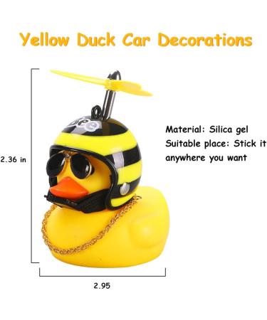 2Pcs Yellow Duck Car Ornaments - Squeeze Duck Dashboard Decorations with Propeller Helmet - Wonuu Rubber Duck Bicycle Horns for Fun and Safety - Buy Online on SooperMarket.com