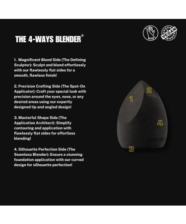 Original 4-Ways Blender - Super Soft Vegan Black Makeup Sponge Set (3pcs) for Flawless Makeup Blending | International Shipping Available - Buy Online on SooperMarket.com