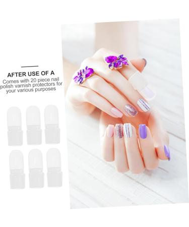 FRCOLOR 20pcs Nail Case Gel Polish Protector Gelt Nail Protector Tape Nail Polish Shield Nail Polish Cap Holder Reusable Hat Protector Nail Varnish Protector Safety Mask Plastic Manicure - Buy Online on SooperMarket.com