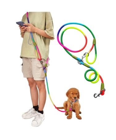 pawstrip Hands Free Dog Leash Waist & Crossbody Rope with Slip Lead Durable for 2 Dogs Nylon Reflective Heavy Duty Hiking Running Leash for Medium Large Dogs (Multicolor)