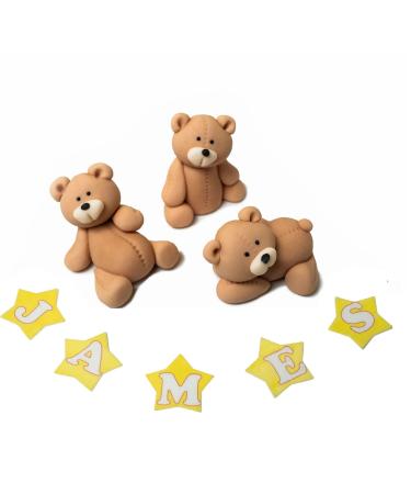 jncakes 3 Teddy Bears set cake topper 100% EDIBLE personalised name