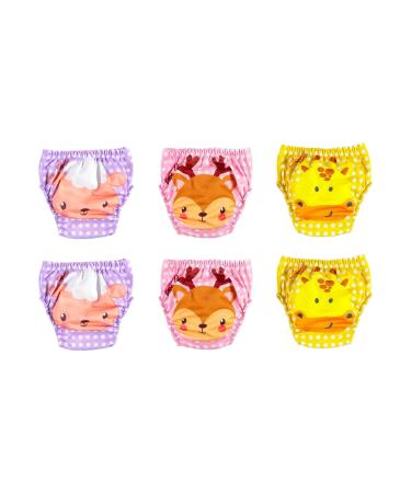 Ozyol Trainer trousers for droplet training 6 Pack - reusable learning diapers baby underwear for getting clean toilet training 80 Animal Girl