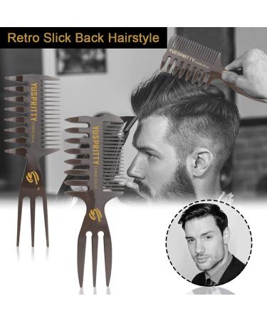 Noverlife 5PCS Men's Pompadour Hairstyling Combs - Professional Wide Teeth Texture Comb Set for Slicked Back Hairstyle - Buy Online on SooperMarket.com