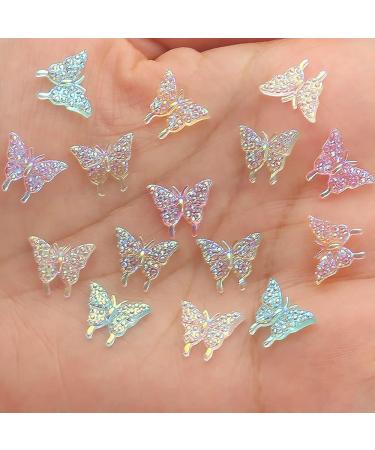 Dornail 50pcs 3D Butterfly Nail Charms for Acrylic Nails | Aurora Resin Butterfly Charms for Nail Art | Mixed Color Butterflies Rhinestones and Decorations - Buy Online on SooperMarket.com