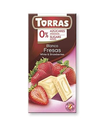 Torras No Added Sugar White Chocolate and Strawberry Bar 75g 1