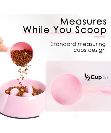 Food Grade Melamine Scoop Set - 1 Cup and 1/2 Cup Pink Scoops for Pet Food, Flour, Candy - Plastic Dry Measuring Cup for Canisters and Freezer - Buy Online on SooperMarket.com