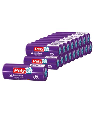 Pely drawstring garbage bag anti-odor - climate neutralized through compensation 60 liters extra wide value pack (17 x 11 pieces)