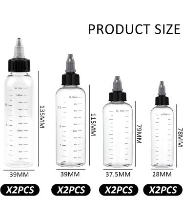 KVBUCC 8-pack 30/60/100/120ml Graduated Bottles With Pointed Mouth Squeeze Bottle Applicator With Cap Transparent Graduated Bottles Suitable For Hair Dye Hair Care Oil - Buy Online on SooperMarket.com