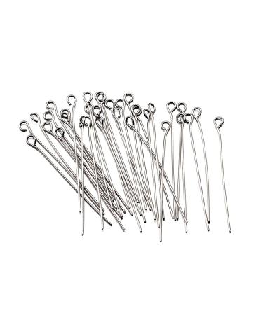Pandahall 100pcs 22 Gauge Stainless Steel Open Eyepins 2 Inch (50mm) for DIY Jewelry Making E013#(2 Inch)