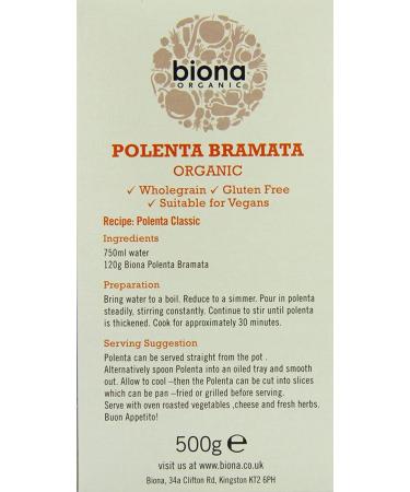 Biona Organic Polenta Bramata 500g - Premium Quality Gluten-Free Cornmeal - Buy Online on SooperMarket.com