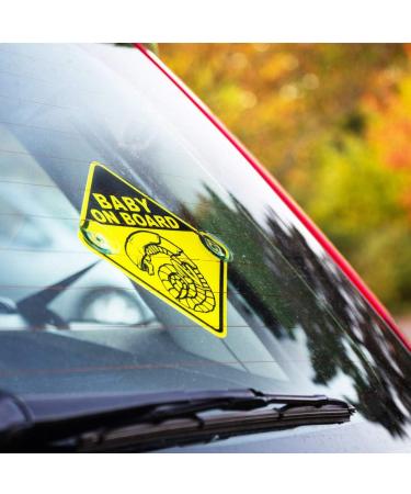 Getdigital Chestburster Baby on Board Sign - Funny Alien Film Warning - Yellow Child Safety Sign with Suction Cups - 16x16 cm - Buy Online on SooperMarket.com