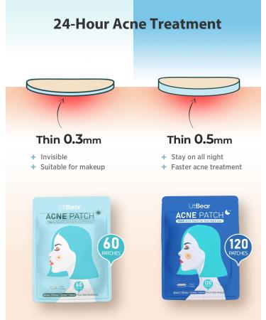 LitBear Acne Pimple Patches - Day and Night Set | 180 Dots with Witch Hazel, Tea Tree & Calendula Oil | Extra Adhesion for Face | Zit Patch AM + PM - Buy Online on SooperMarket.com