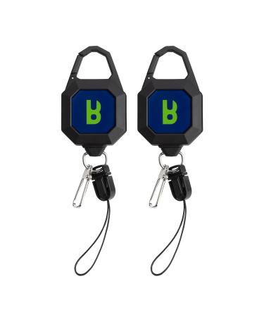 Booms Fishing RG4 2-Pack Fly Fishing Retractor Locking Retractable Gear Tether Heavy Duty Retractable Keychain with 27.5 Steel Retractable Cord 7.7oz 2-Pack Black