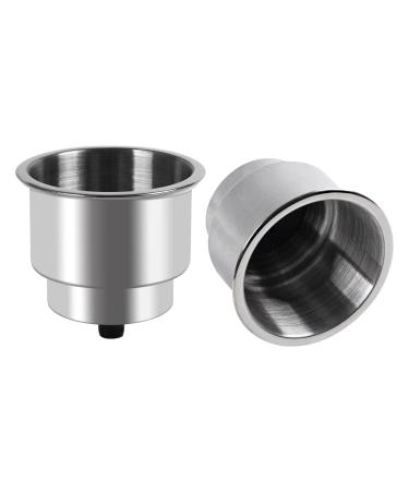 Goture Stainless Steel Cup Drink Holder with Drain Marine Boat Rv Camper Rod B-Cup Holder(2PCS)