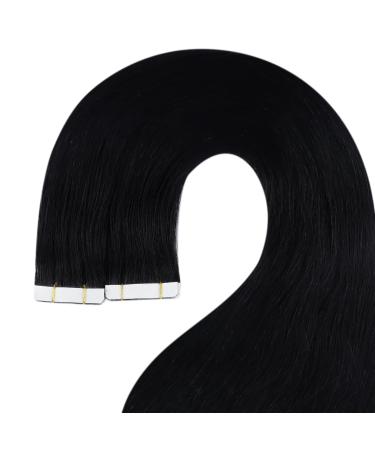 Youngsee Black Tape In Hair Extensions | 45cm Real Virgin Hair | Smooth Skin Weft | 5pcs 12.5g #1 - Buy Online on SooperMarket.com