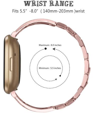 Mtozon Stainless Steel Bracelet for fitbit Sense/Versa 3 - Women's Rose Gold Bling Wristband - Buy Online on SooperMarket.com