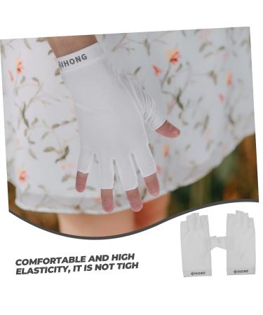 OSALADI 1 Pair Uv Gloves Womens Gloves Nail Lamp Light Nail Gel Uv Hand Protection Gloves for Nails Uv Manicure Gloves Summer Beach Gloves Professional Protection Fingerless Gloves Shield 19.5x8cm White - Buy Online on SooperMarket.com