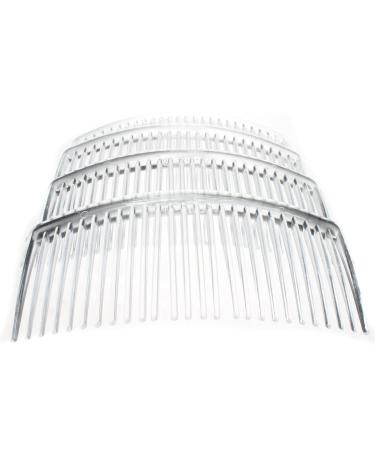 4 Pack of Clear Large 9cm Plain French Side Hair Combs Slides Grips Clips Hair Accessories for Women Girls by Glitz4Girlz