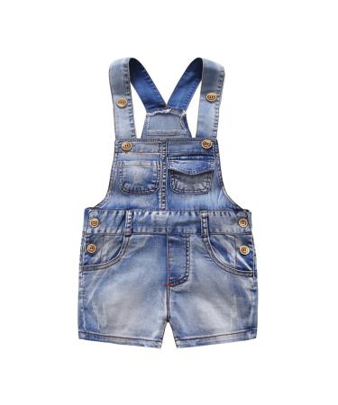 KIDSCOOL SPACE Baby Girl Boy Jean Overalls Toddler Summer Denim Shortall 3-4 Years Blue-1964