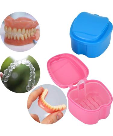 Denture Box Retainer Case Denture Storage Bath Box Denture Holder Box Cleaning Box Lightweight and Portable Cleaning Box with Filter (M Blue) M Blue - Buy Online on SooperMarket.com