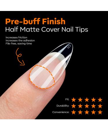 Modelones Short Almond Nail Tips - 216PCS Pre-shaped Full Cover Fake Nails & Gel Nail Extension Kit | 12 Sizes A1 - Perfect for Acrylic & Gel Manicure - Buy Online on SooperMarket.com