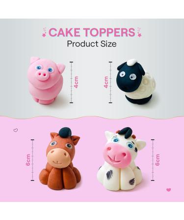 SugarArt Edible Farm Animal Cake Toppers - Handmade Sugar Decorations for Kid's Birthdays (Set of 4: Sheep, Cow, Pig & Horse) - Buy Online on SooperMarket.com