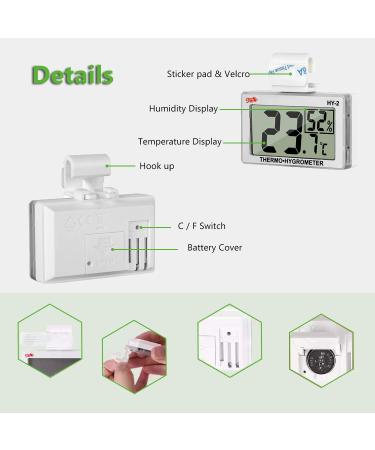 LCD Digital Reptile Thermometer Hygrometer - Ideal for Reptile Terrariums - Works with Heat Pads - Perfect for Turtles, Snakes, Lizards, Frogs, Spiders, and Plants - Buy Online on SooperMarket.com