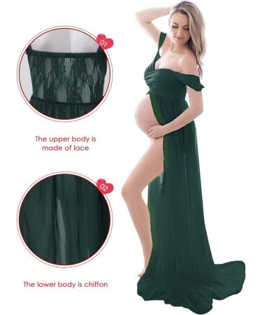 FEOYA Maxi Maternity Dress - Lace Strapless Gown for Pregnant Women Photography - Green - Buy Online on SooperMarket.com
