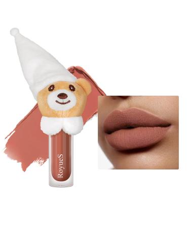 Muppet Bear Matte Lipstick Lip Mud Long-Lasting Velvet Creamy Matte Lip Gloss Lipstick Waterproof Velvet Lip Stain Ice Cream Mist Finish Smudge-Proof Non-Stick Cup Lip Glaze For Women(03#) 03# Milk Tea